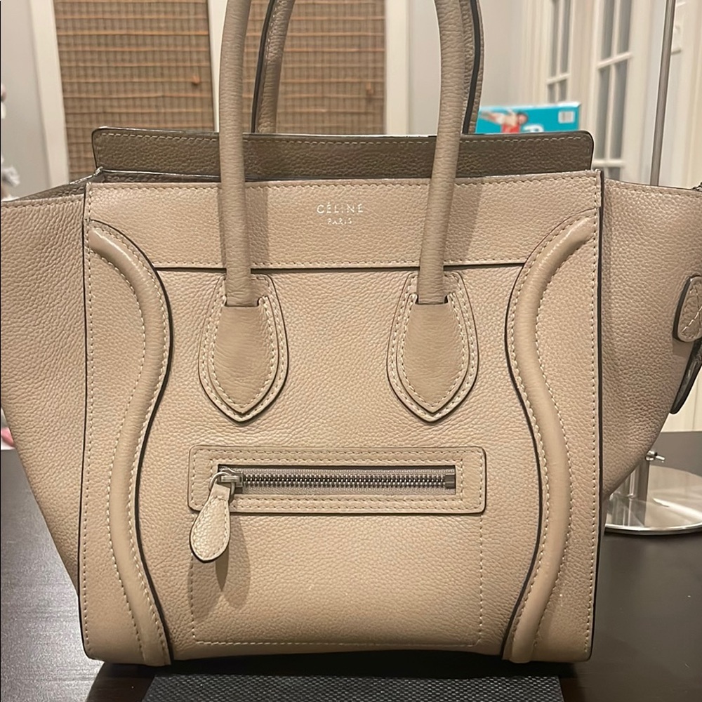 Celine Taupe Leather Satchel